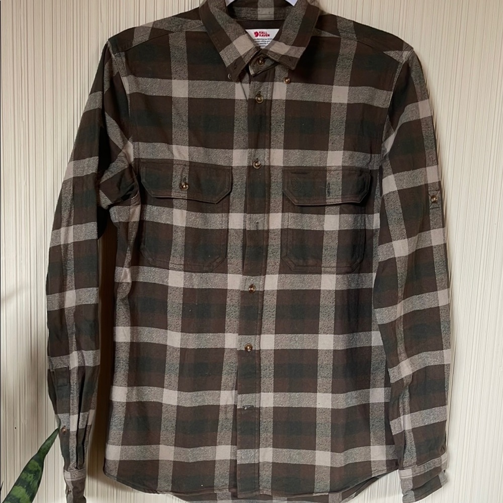 Fjallraven Brown and White Casual Button Down Shirt
